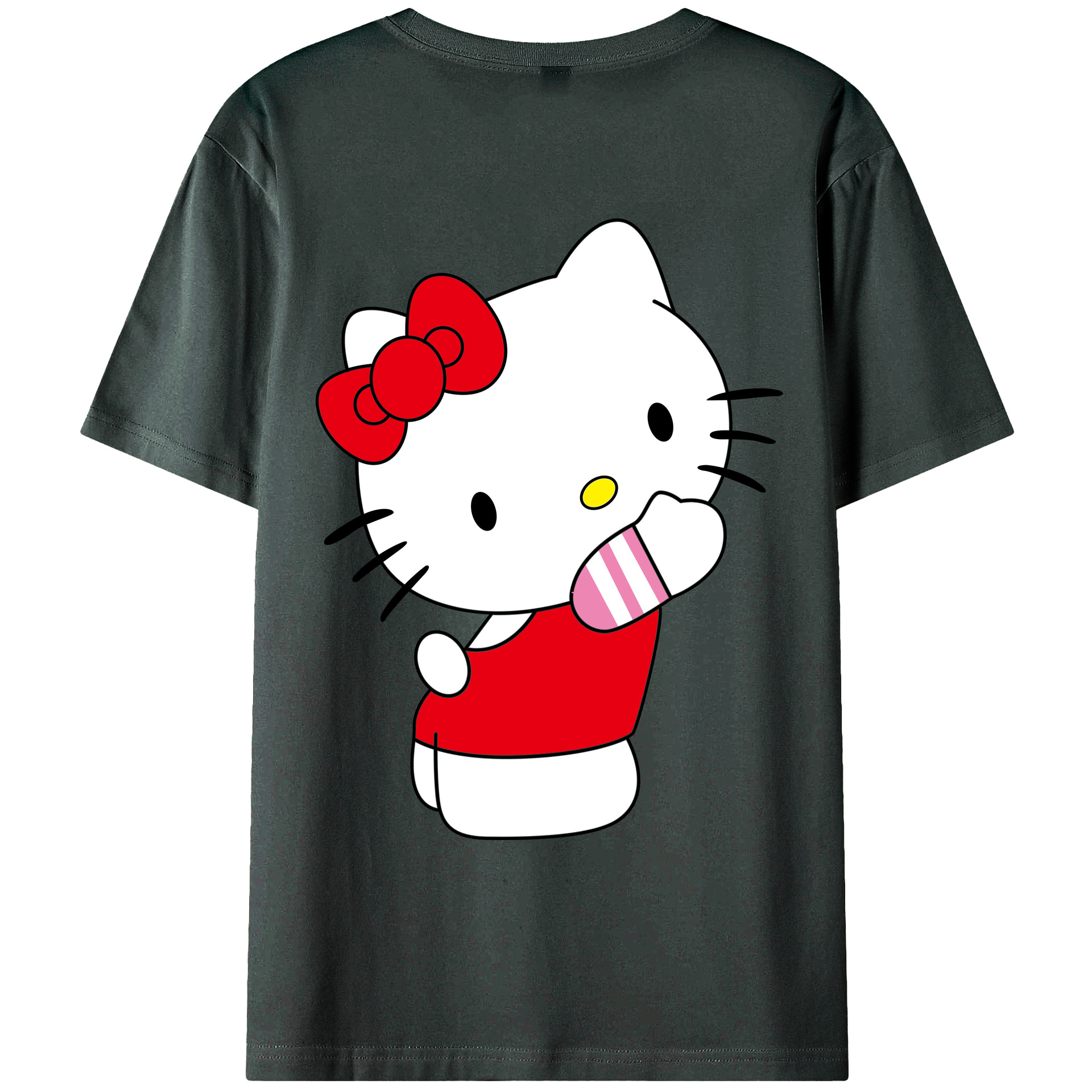 （画像用） Hello Kitty ハローキティ 綿100％ メンズ半袖Tシャツ（バックプリント） 通気性